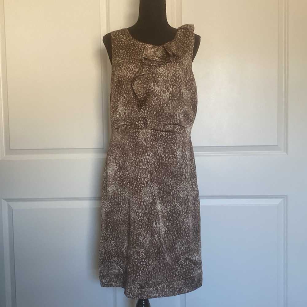 Loft Brown Ruffle Dress Size 10‎